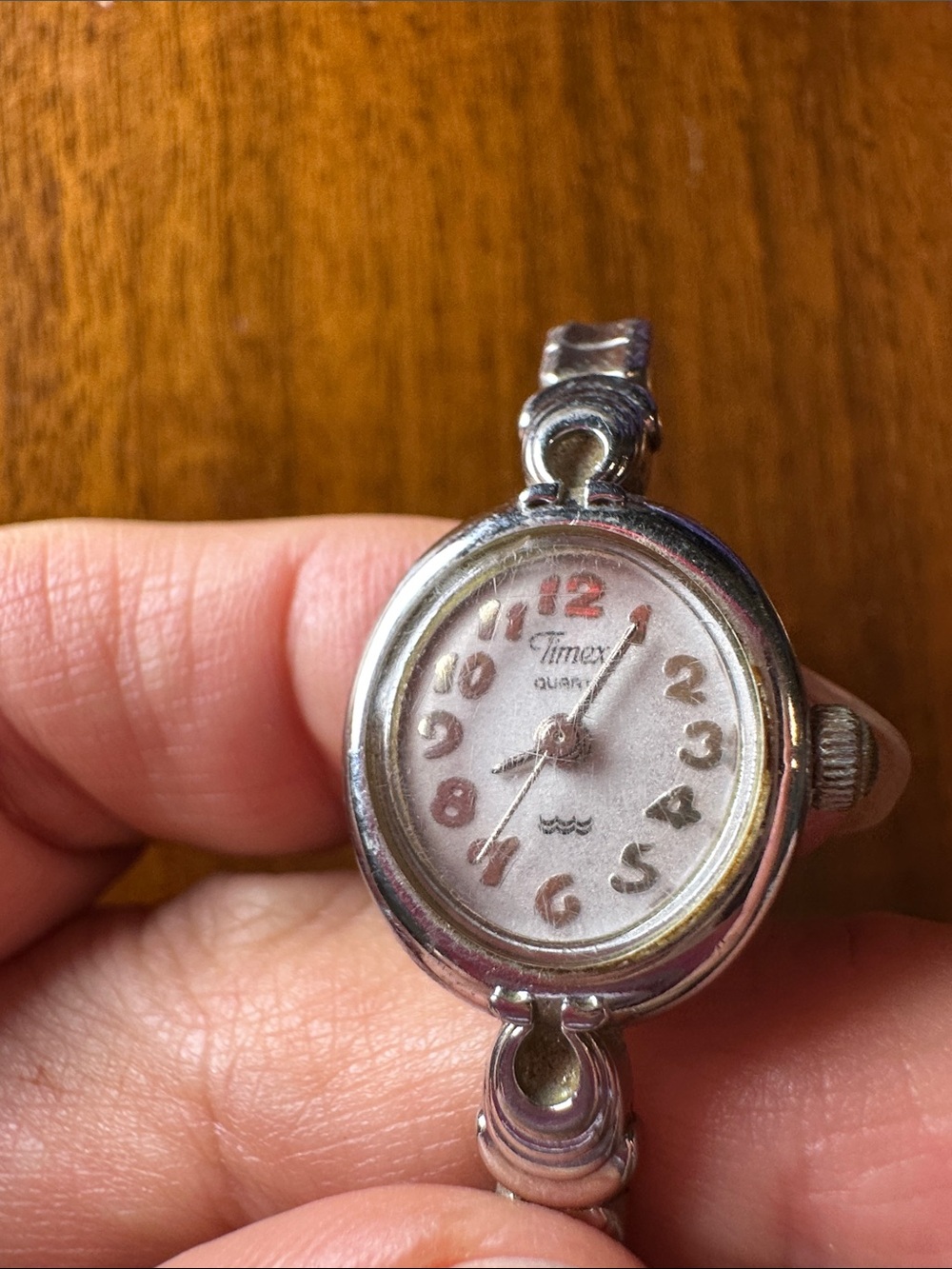 Vintage 90s Timex Silver Tone Ladies Quartz Watch for repair or parts
